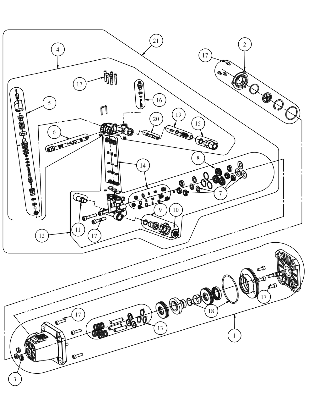 Pump Assembly Diagram and Parts List for CC3400 (26BAJM1710-61070)(2019) Cub Cadet Pressure Washer